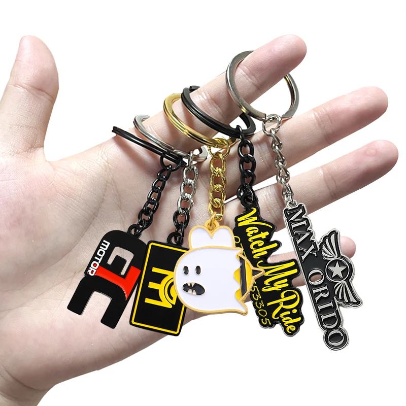 Free Artwork Custom Keychain 3D Logo Letter Soft Enamel Zinc Alloy Iron Metal Keyring Cute Gold Bee Animal Key Chain for Gifts