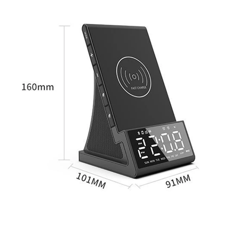 Loud Smart Alarm Clock with Blue tooth Speaker and Wireless Charger Dimmable Easy Set Digital Desk Clock