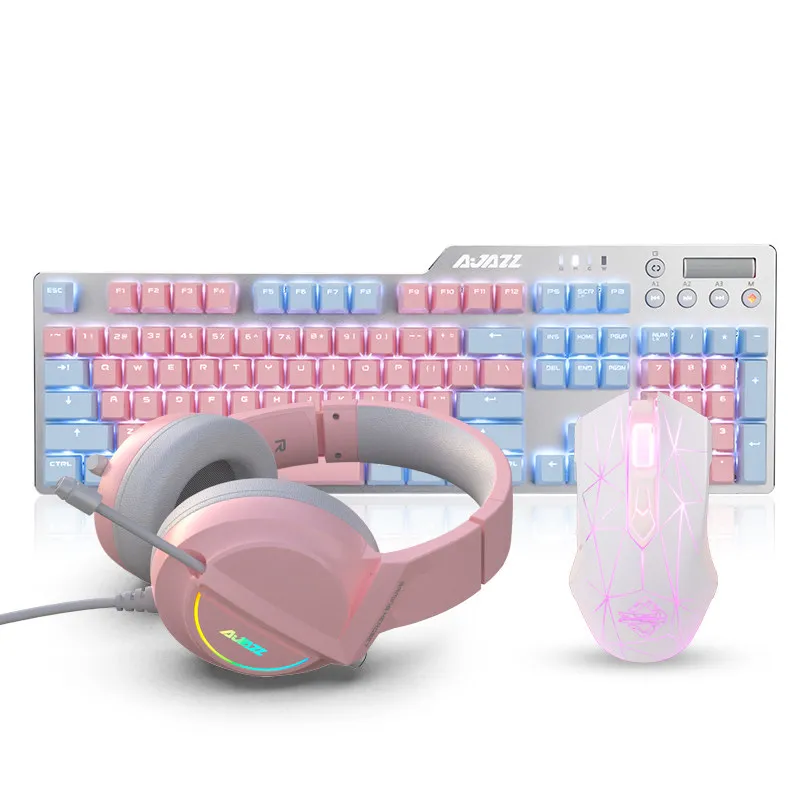NACODEX Wired mechanical keyboard mouse headset combo standard 104-key gaming keyboard 7.1 microphone is suitable for gamer  PC