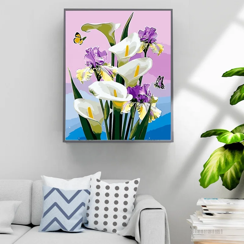 Hot sale Wall Art Modern Paintings Oil Handmade Home Decor Living Room Paint Kits Picture Tulip Painting By Number Wholesale