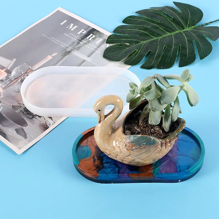 YS Factory Price Oval Tray Mold Plate Dish Casting Silicone Mould DIY Crafts Jewelry Organizer Holder Candle Plaster Making Tool