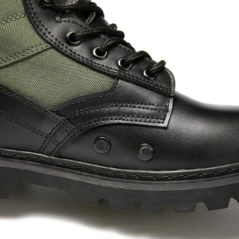 split cow leather with canvas upper rubber sole with sewing combat tactical combat boots for cambodian tactical