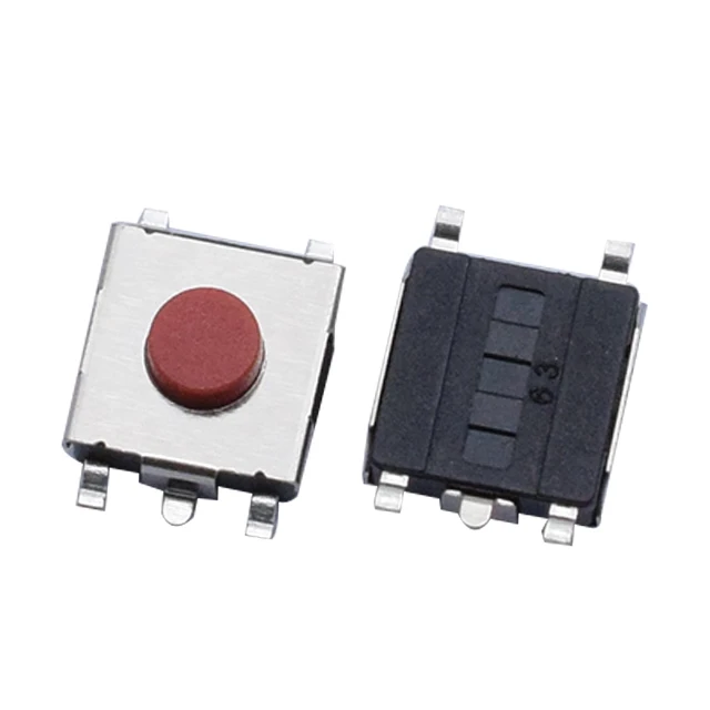 Тактовый переключатель SKHMQME010 TS6631A5P 6*6*3,1 мм 5-контактный SMT, Красный патч-ключ, тактильный переключатель 205gf