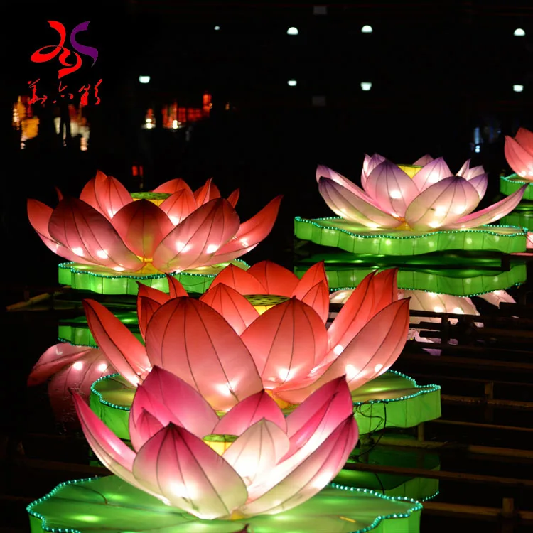 Huayicai 2023 Newest waterproof IP65 lighting Chinese festival  lotus flowers lanterns show for park decorations