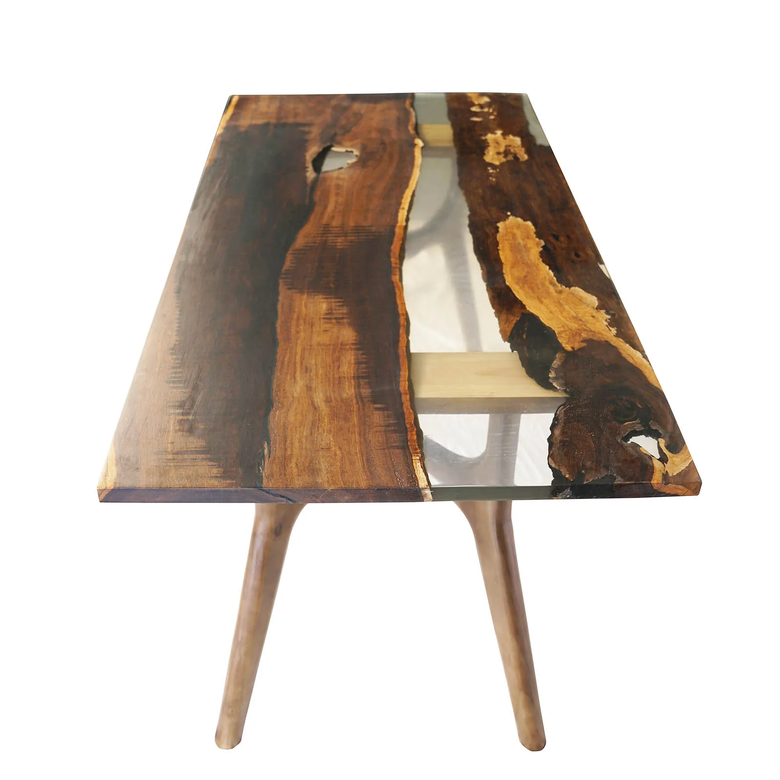 Industrial Epoxy Resin Live Edge Wooden Dinning Table Epoxy Resin Solid Wood River Coffee Table Top