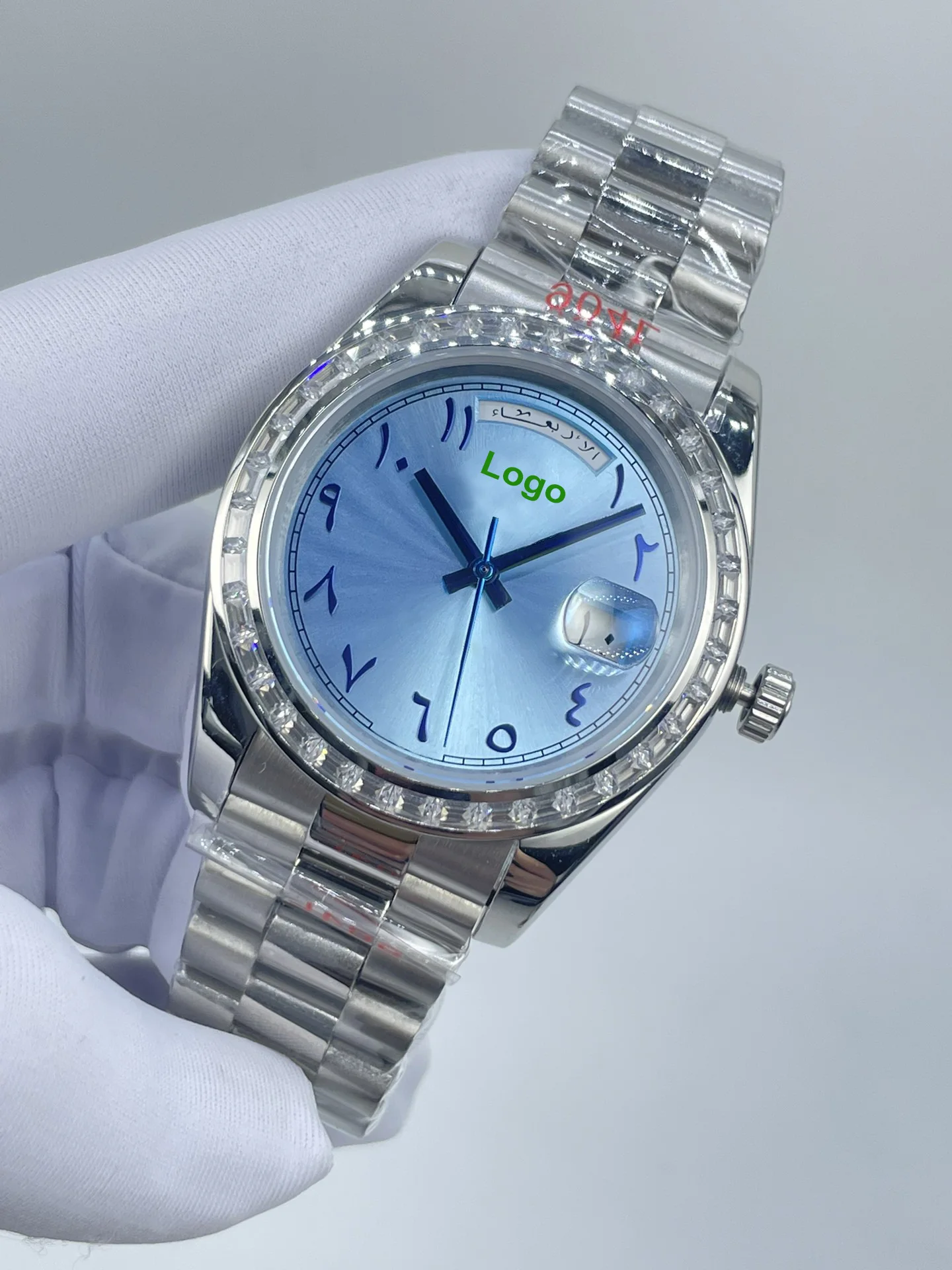 Customized luxury diamond ate automatic mechanical movement stainless steel luminous watch watch Arabic numeral watch