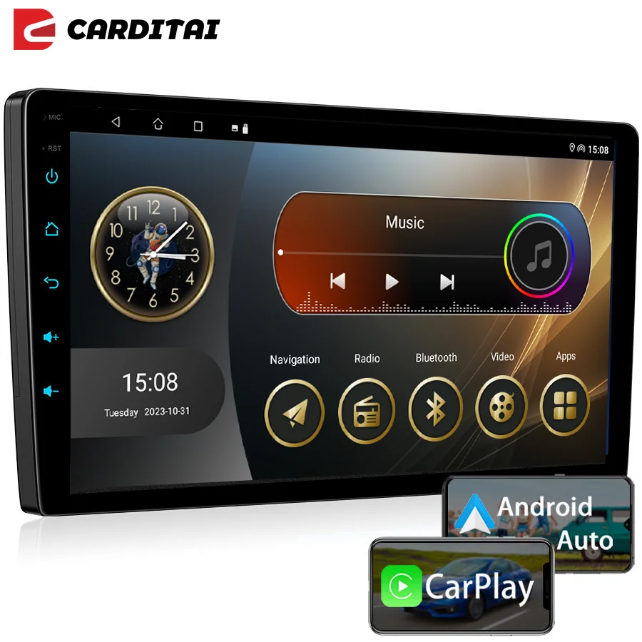 Автомагнитола Carditai 1280*720 dsp gps frame autoradio 9 10 дюймов android 2 din
