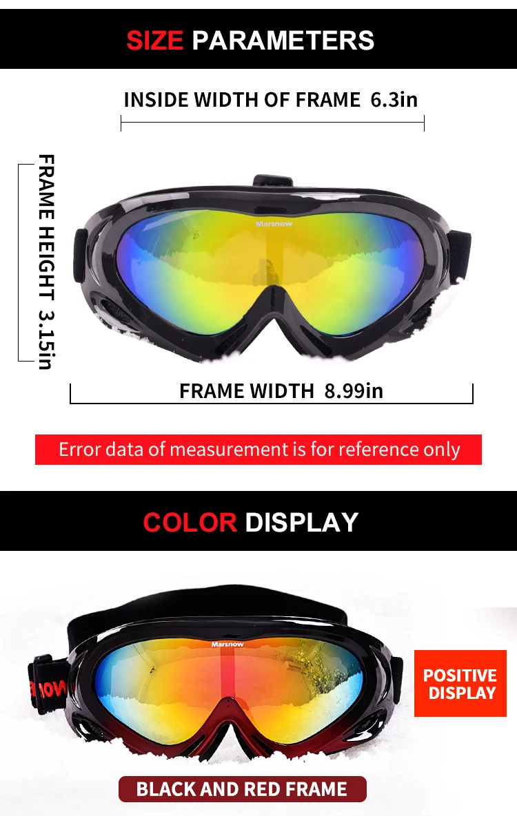 
OEM custom logo frameless goggle ski snowboard goggles sports glasses 