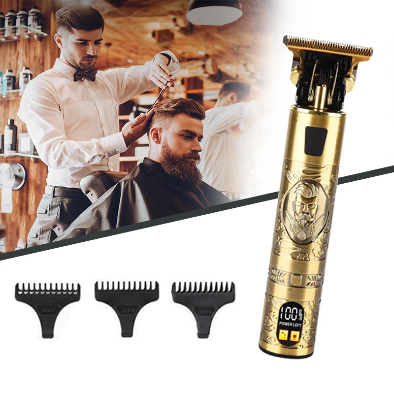 Машинка для стрижки волос AIWO T9 со светодиодным дисплеем, винтажная модная машинка для стрижки волос, для мужчин, для домашнего использования