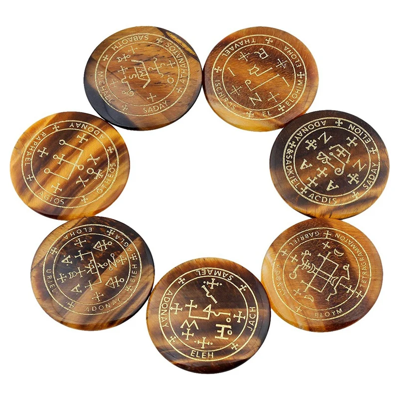 Archangel Magic Array Engraved Crystal Palm Rose Amethyst Slice Chakra Reiki Rune Stones