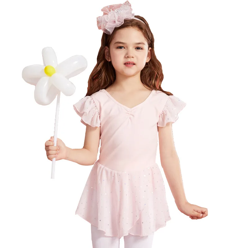 pds949 Wholesale High Quality Cheap Kids Practice Wear Cotton Spandex Ballet Dress for Girls
