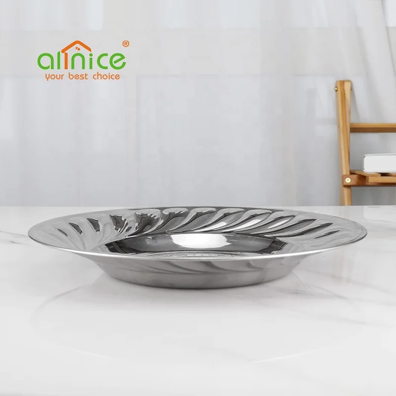 Africe hot selling stainless steel round tray 18cm 50cm grape plate