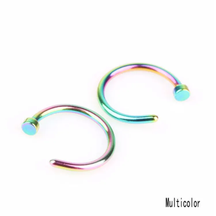 2021 Trendy titanium stainless steel body nose ring jewelry multicolor C shape nose piercing rings