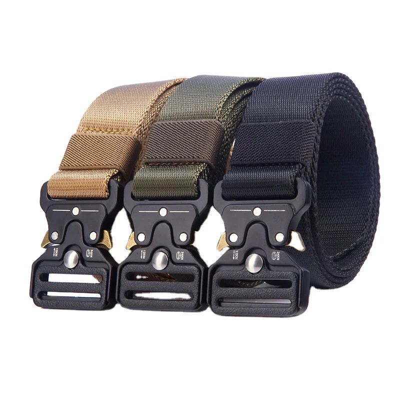 Wholesale custom logo 3.2cm zinc alloy buckle tactical quick release outdoor training nylon breathable polyester belt