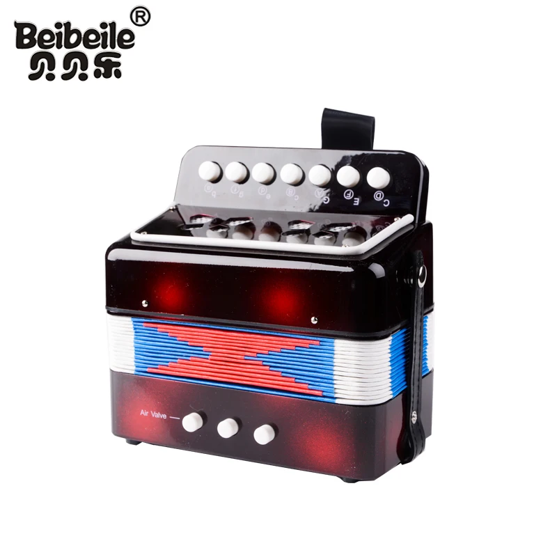 7 key 2 bass mini plastic accordion  for kids