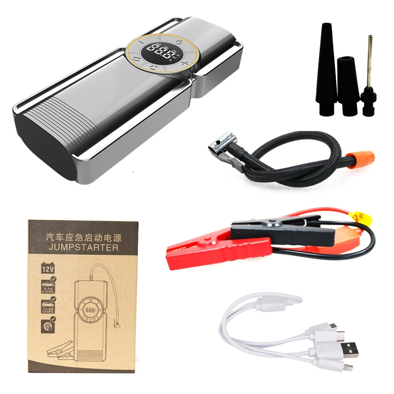 Creative design 10000mAh start power 12V portable air pump for car tires