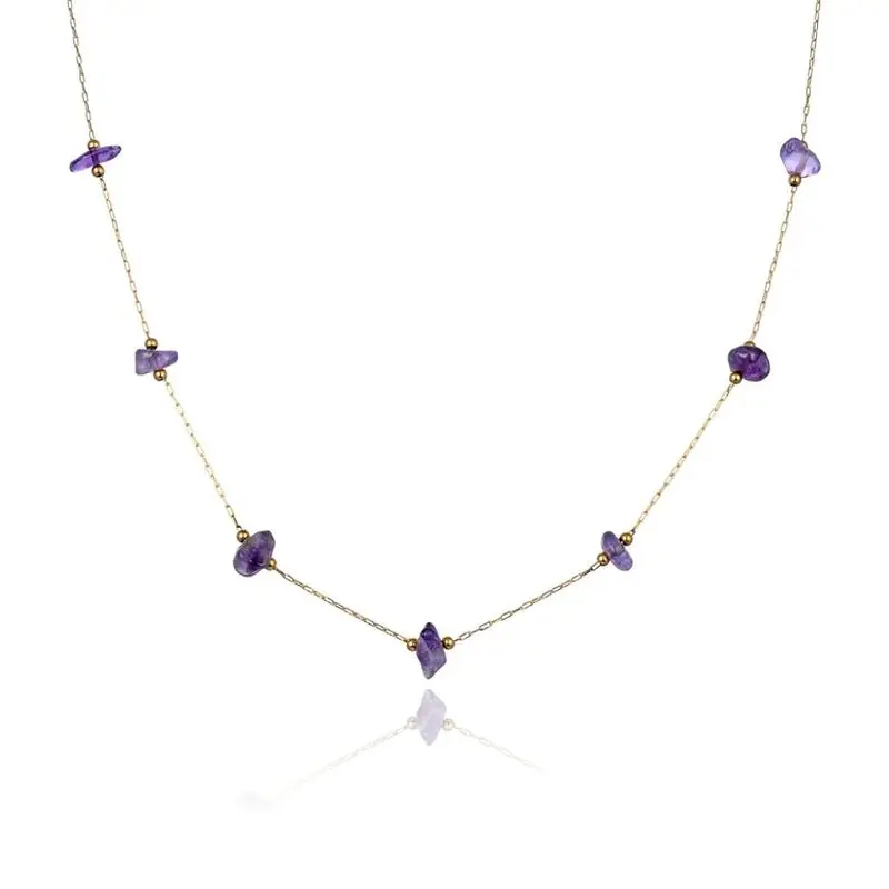 High quality wedding gemstone stone stainless steel natural necklace for anniversary