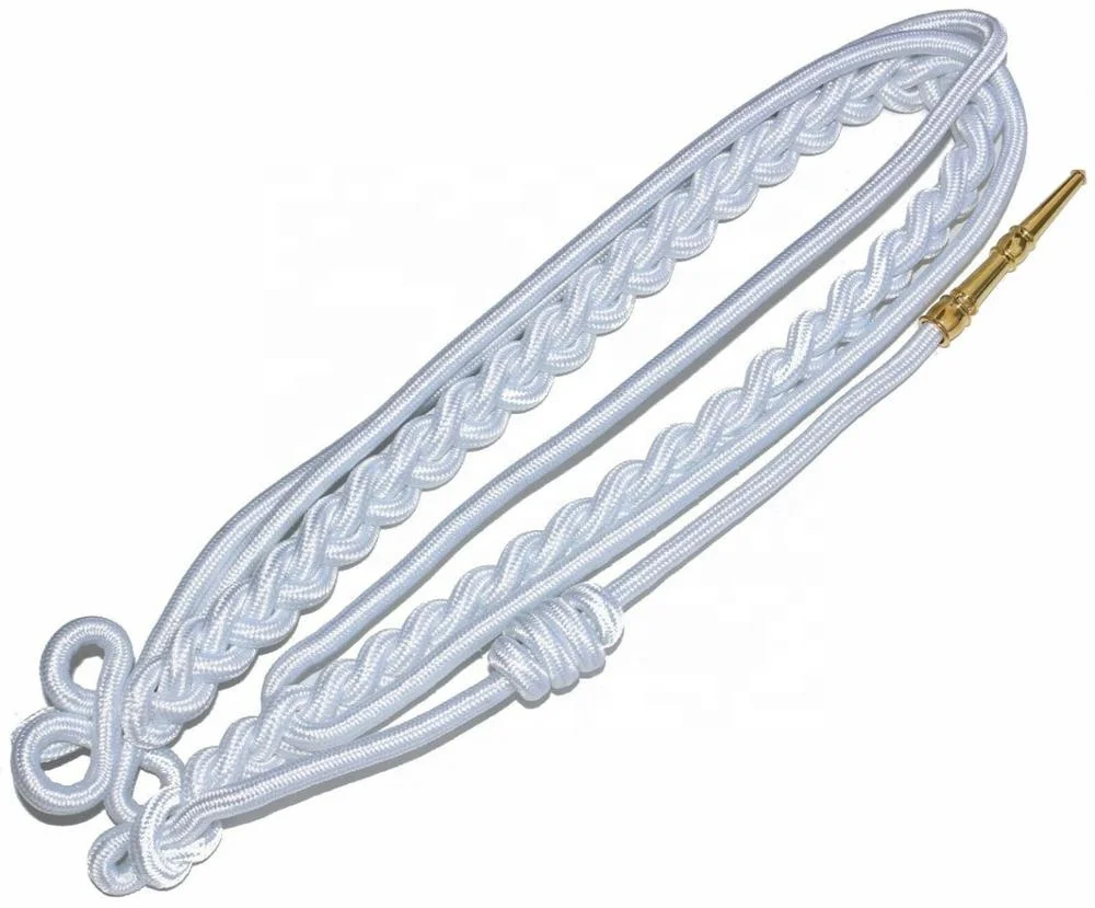 Shoulder Aiguillette Cord Citation With Brass Tip - White LOWEST PRICE