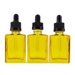 Cosmetic Package Square Clear Glass Pipette Flat Serum Bottles 30ml 50ml 100ml Essential Oil Rectangle Glass Dropper Bottle