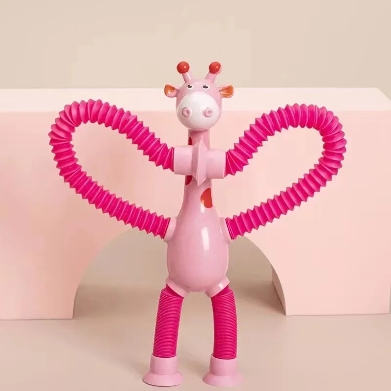 Interactive Creativity Anti-stress Led Kids Fidget Toys Autism Sensory Suction Cup pop Tube Giraffe Toys