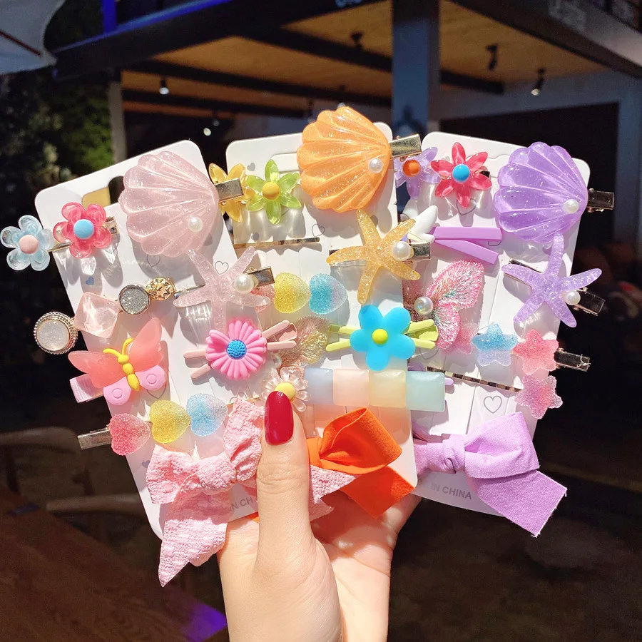 Cute Princess Cartoon Hair Clips 9 Pieces Set Flower Butterfly Bb Clip For Kids
