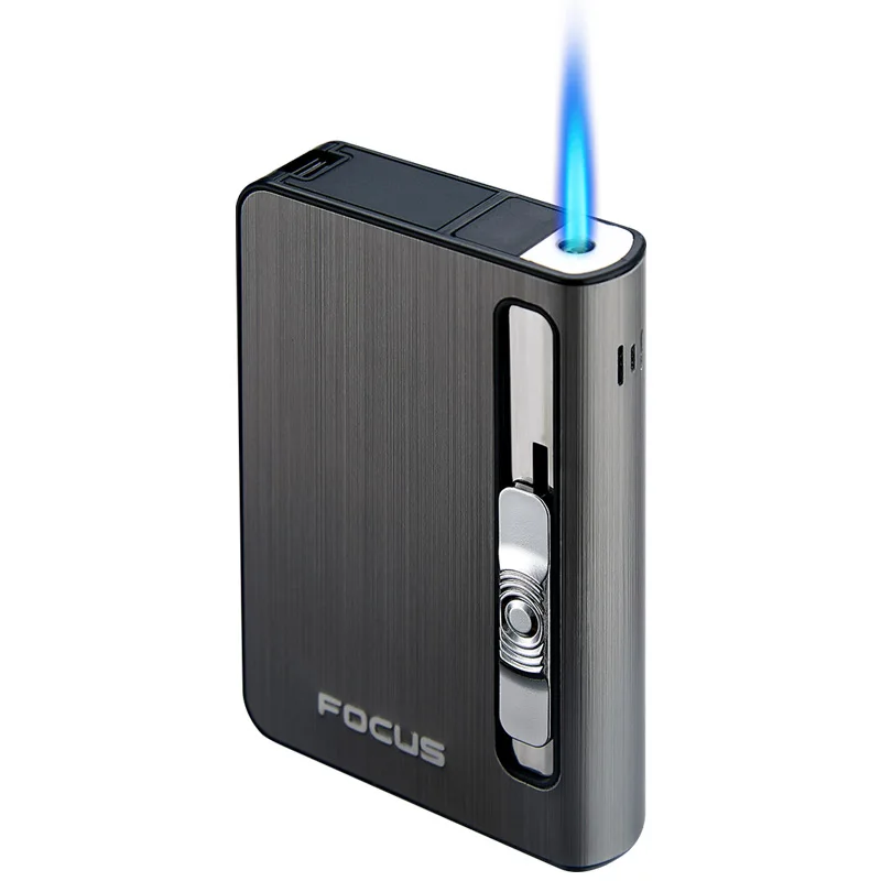 YH027  Metal cigarette case with jet flame windproof lighter USB rechargeable