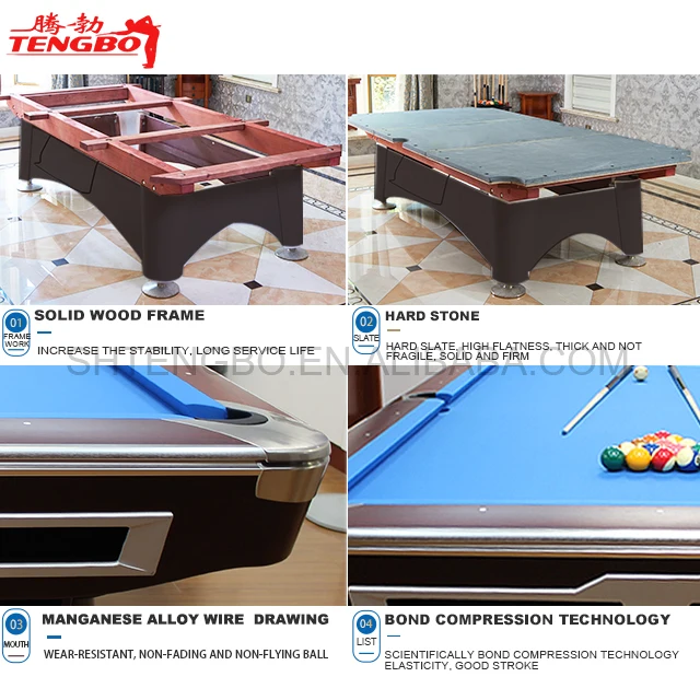 Solid wood International tournament standard billiard pool table 8ft 9ft 6 slate pool table