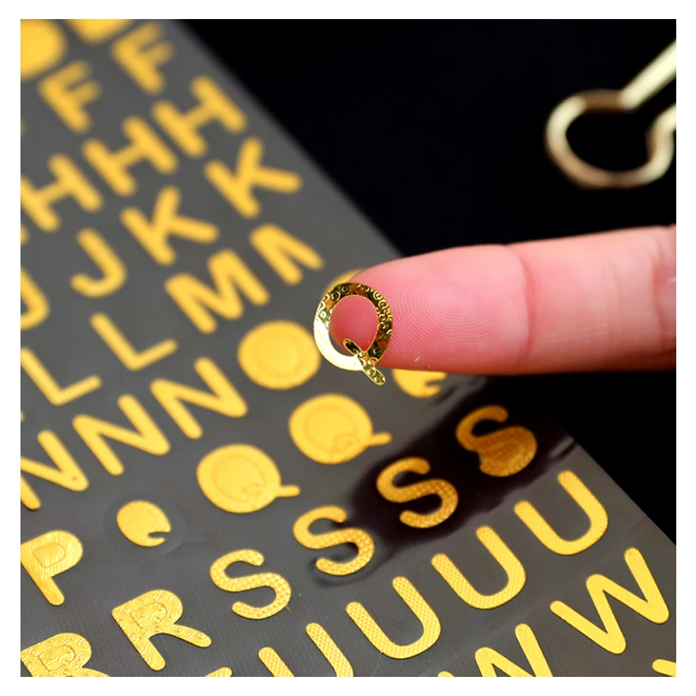 Gold Foil Pvc Colorful Alphabet & Number Sticker