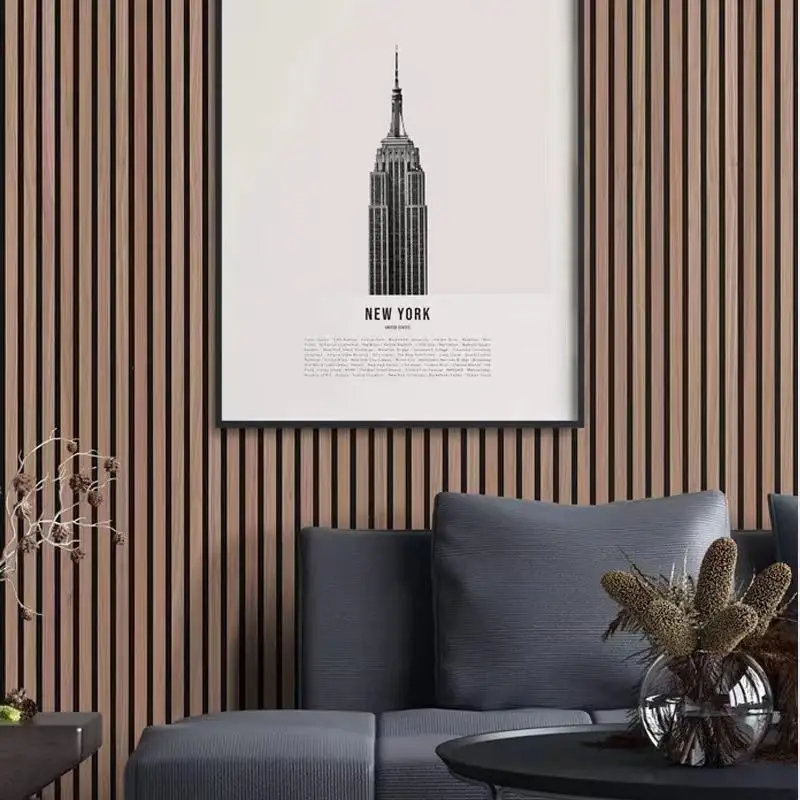 Anika Factory Wholesale Felt Wood Slats Sound Absorbing Acoustic Panel Interior Decoration Polyester Slats