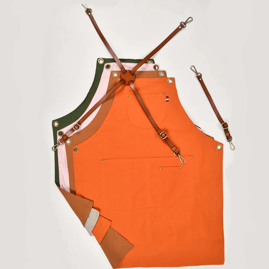 Custom design logo printed gray color 100% cotton yarn dyed fabric cooking kitchen apron