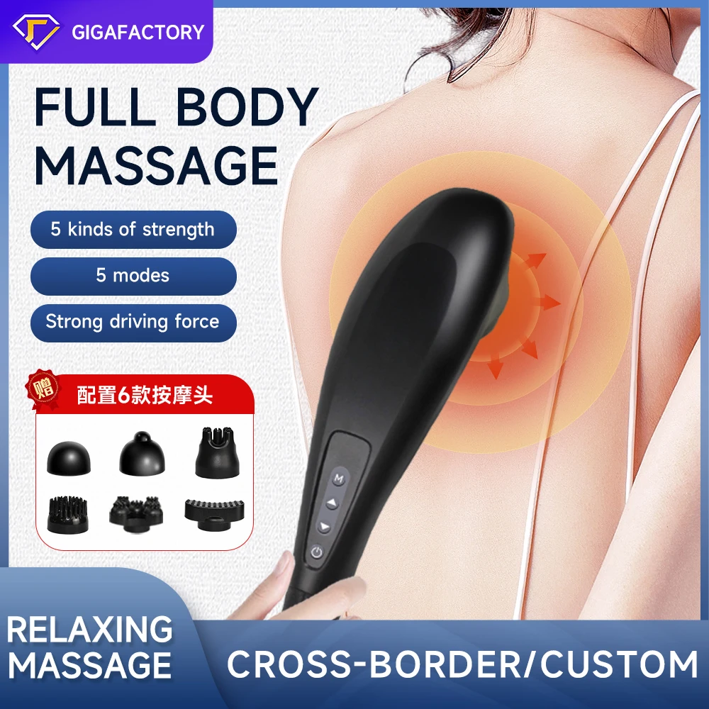 Multi function Battery operated handheld massager whole body massager changeable heads vibration infrared massage hammer