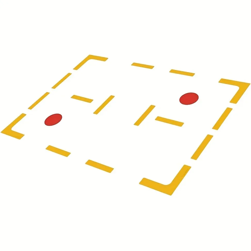 Tennis Court Marking Set (4 Right Angle, 12 Straight Lines, 2 Circular) for Temporary Boundary Line Marking on Standard Court