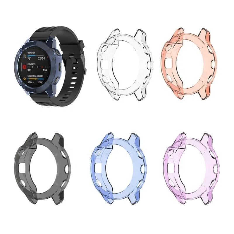 Ultra Thin Clear Soft TPU Frame Protective Watch Case Cover For Garmin Fenix 6 6s 6x Pro Accessories