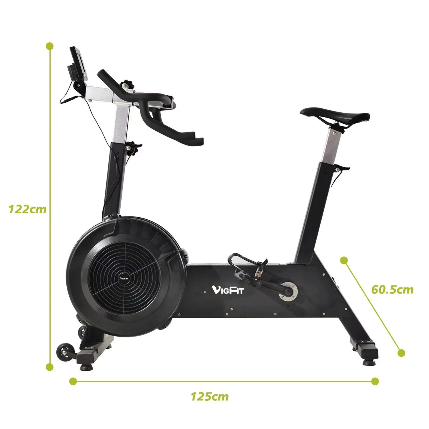 Bike Air Resistance Bicycle for Cardio Training with Flywheel, Adjustable Resistance&Seat Cushion and LCD Display