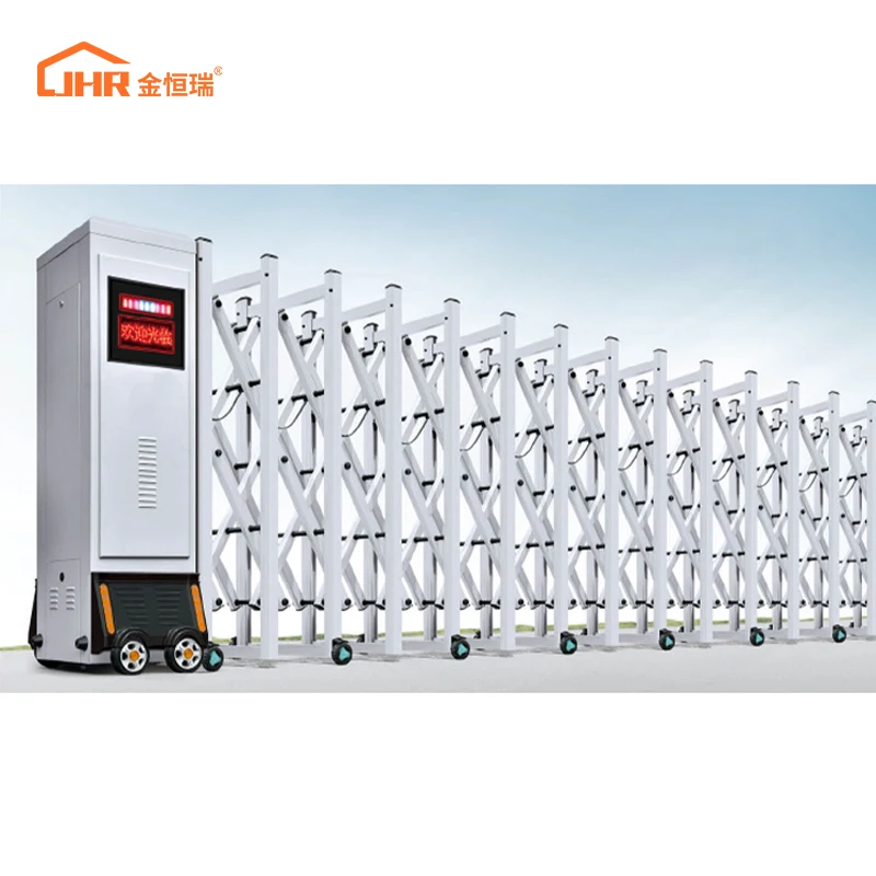 JHR Modern Aluminum Barrier Gate/Electric telescopic gate Aluminum Gates Automatic  Folding Slide Gate