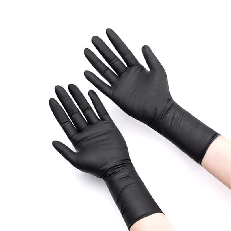 professional color dyeing tools nitrile comfortable extended waterproof long gloves for hairdresser