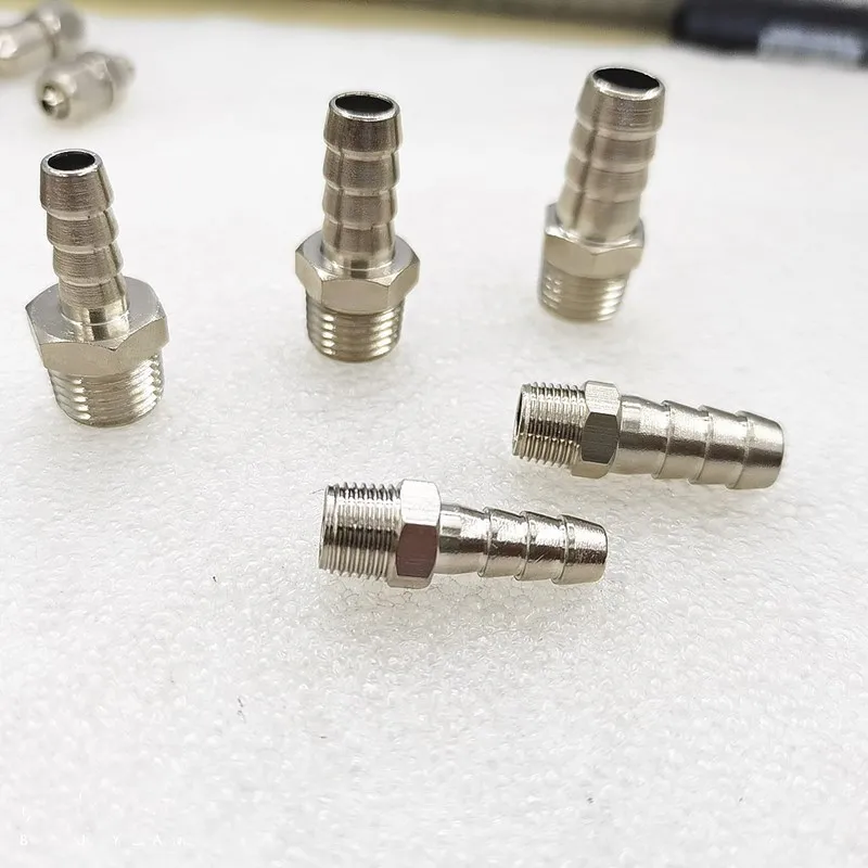 Gas Pagoda Adapter Compression Barb Coupler Pipe One Touch Air Connector Water Tube Fittings Pipe Brass Nipple Fittings