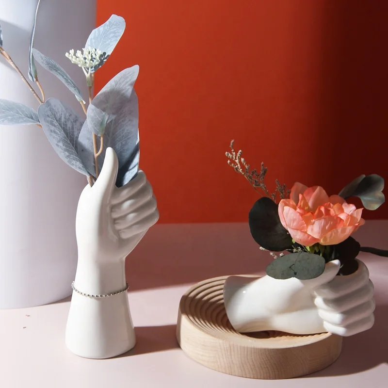 Nordic Style Flower Vase Modern Home Decor Living Room Ornament Art Human Body Hand Arm Decoration Vase Hand Ceramic Vase