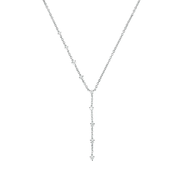 Boho sterling silver cubic zirconia gold plated jewelry lariat ladies necklace with latest design