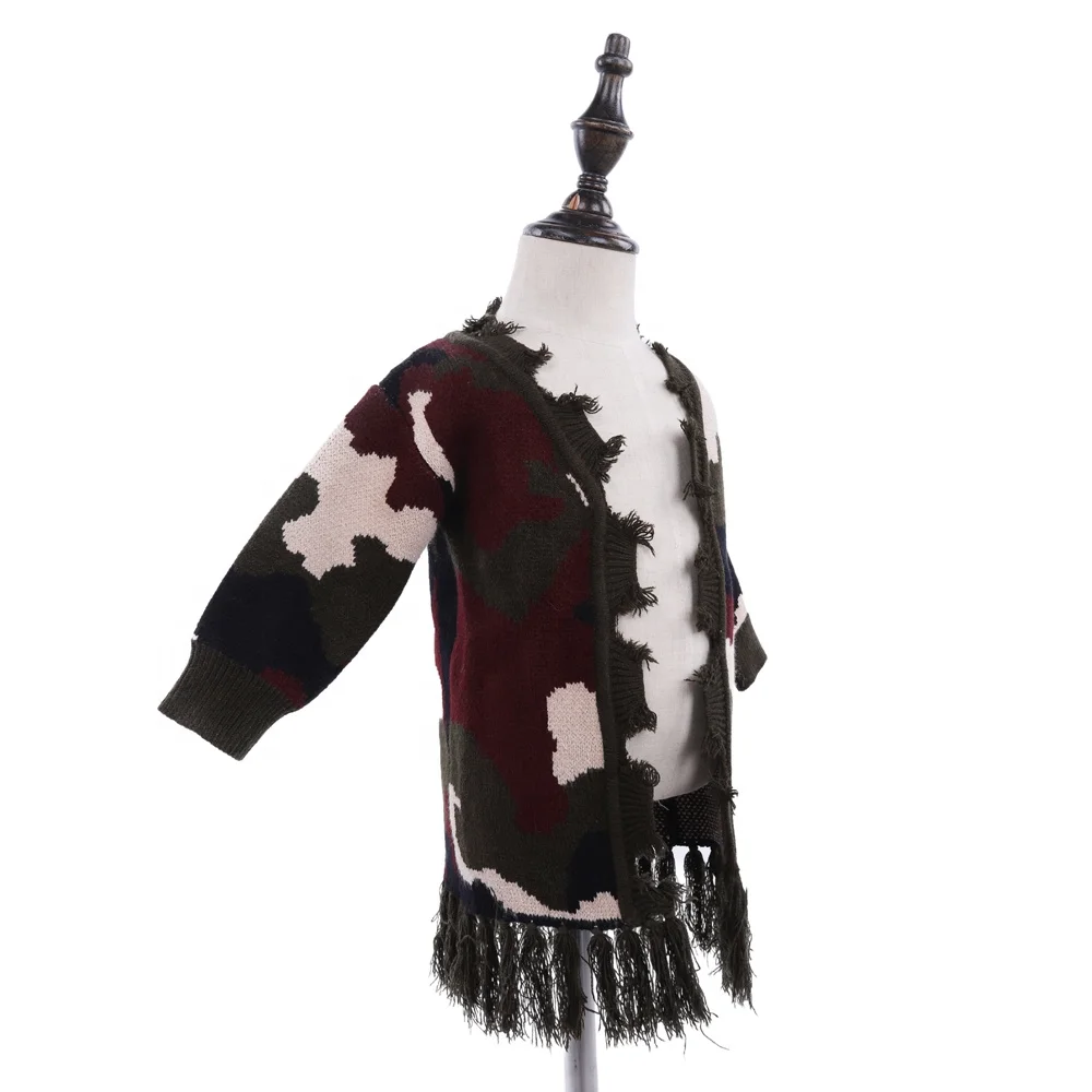 Новое поступление, свитер для девочек, Детский кардиган с длинным рукавом, с леопардовым принтом и кисточками