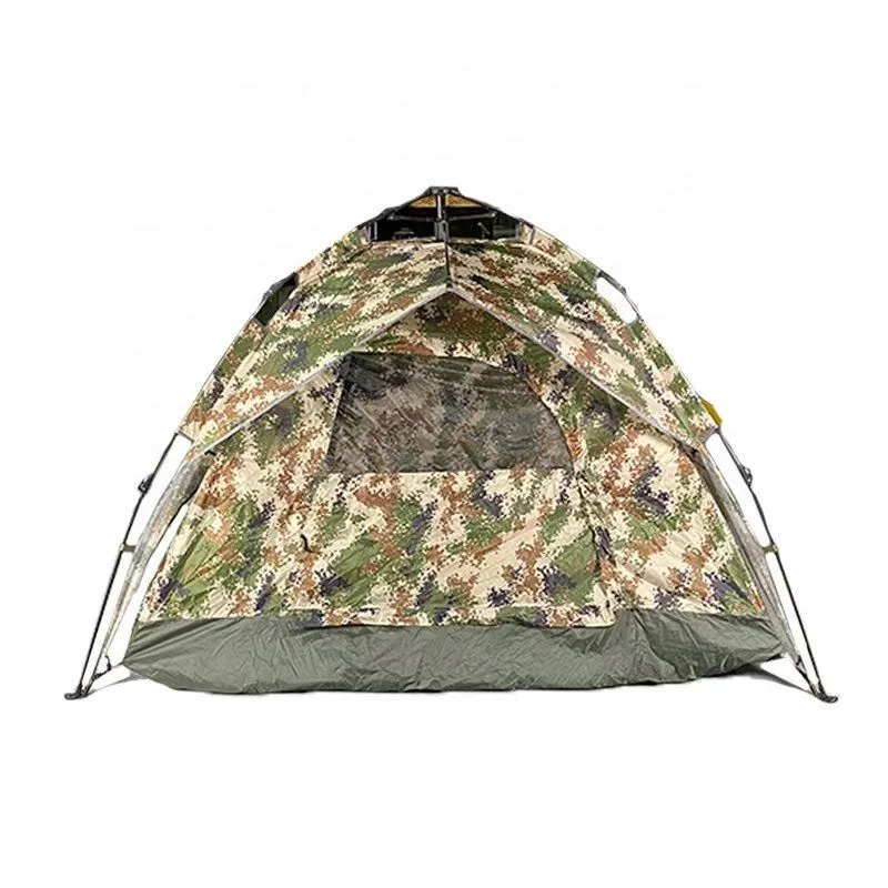 Large Camo Tent for Outdoor Camping Waterproof Canvas Automatic Structure One Bedroom for 2-4 People Camping Equipment