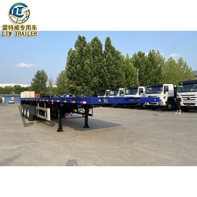 China manufacturer 3 axle 20ft 40ft 60 ton flatbed trailers container transport flat bed semi trailers for sale