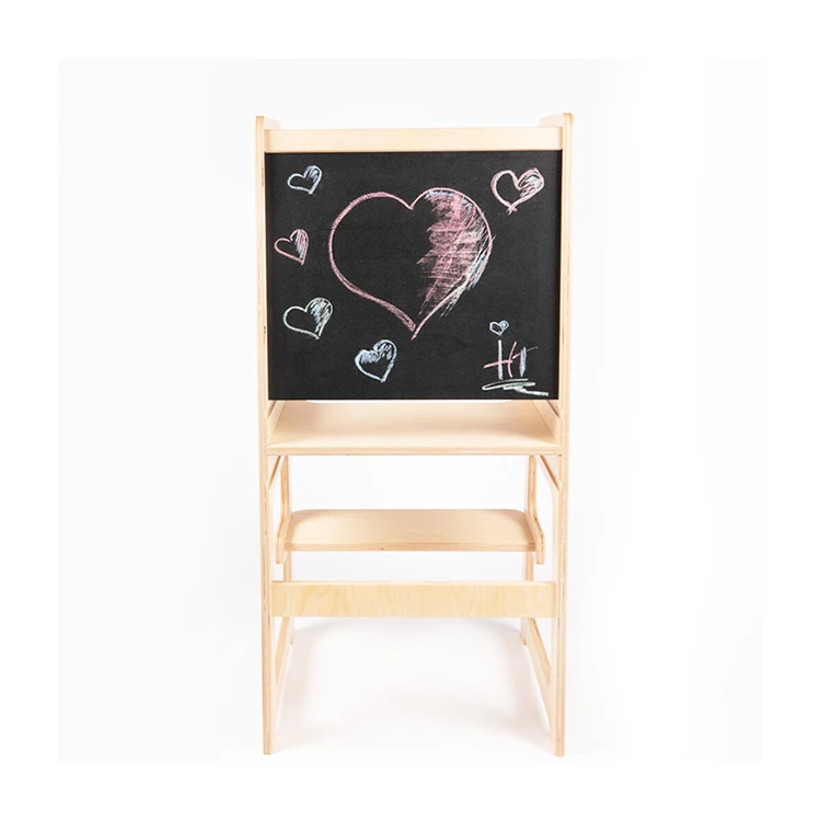 Toddler Convertible Kitchen Helper Adjustable Height Solid Wood Step Stool Cooking Learning Tower For Kids