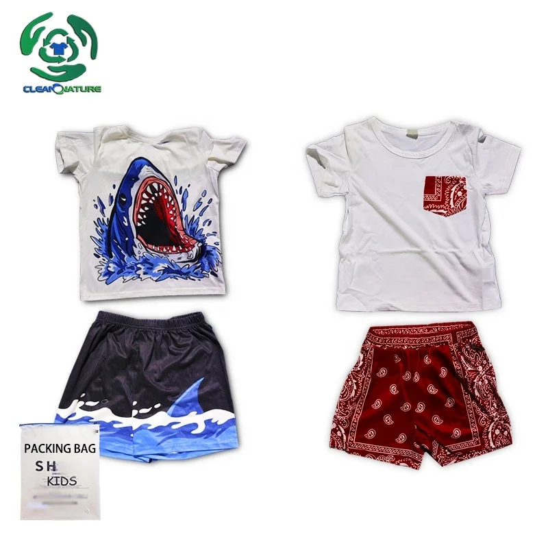 Stock SHIN Kids Suit Fashion T-Shirt Suit for Children New Baby Clothing Set Wholesale Clothes