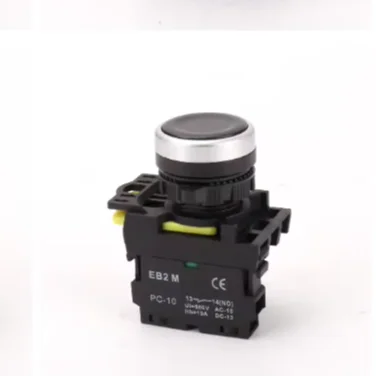 Factory price 22mm IP65 waterproof self-locking push button NO NC round flat on off plastic momentary push button switches
