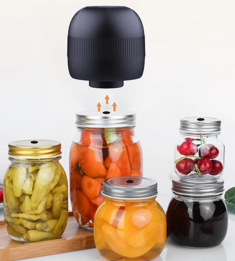 Easy Control Rechargeable Mason Jar Vacuum Sealer Kit Food Vacuum Sealer Machine for drinks and coffee beans Glass Cup Food bags