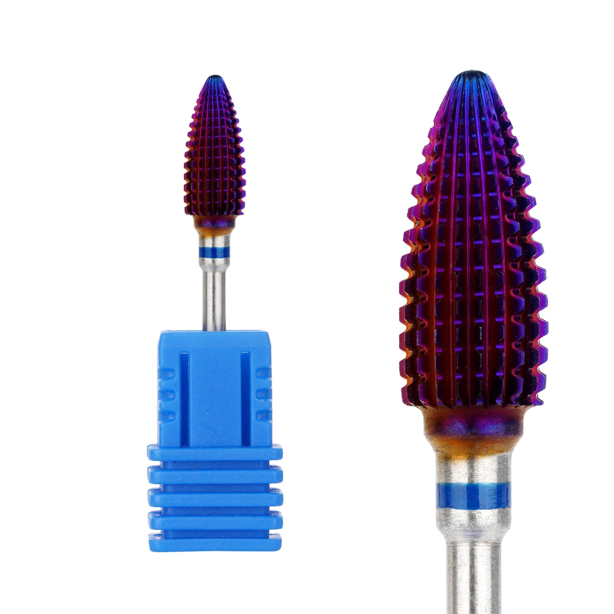 Fast Remove Gel 5 in 1 Oval Tornado Bits Purple Coating Durable Safety Bits Nail Polishing Tungsten Carbide Nail Drill Bit
