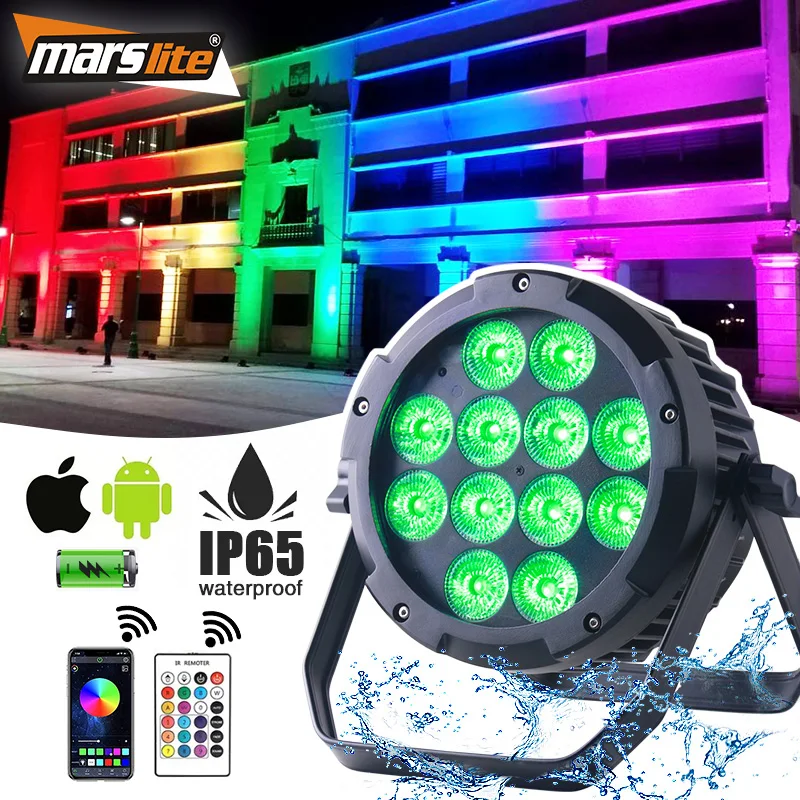 Marslite IP65 12x18w RGBAW UV Led Par Battery Wireless Wifi Battery Uplight Waterproof Led Par Light