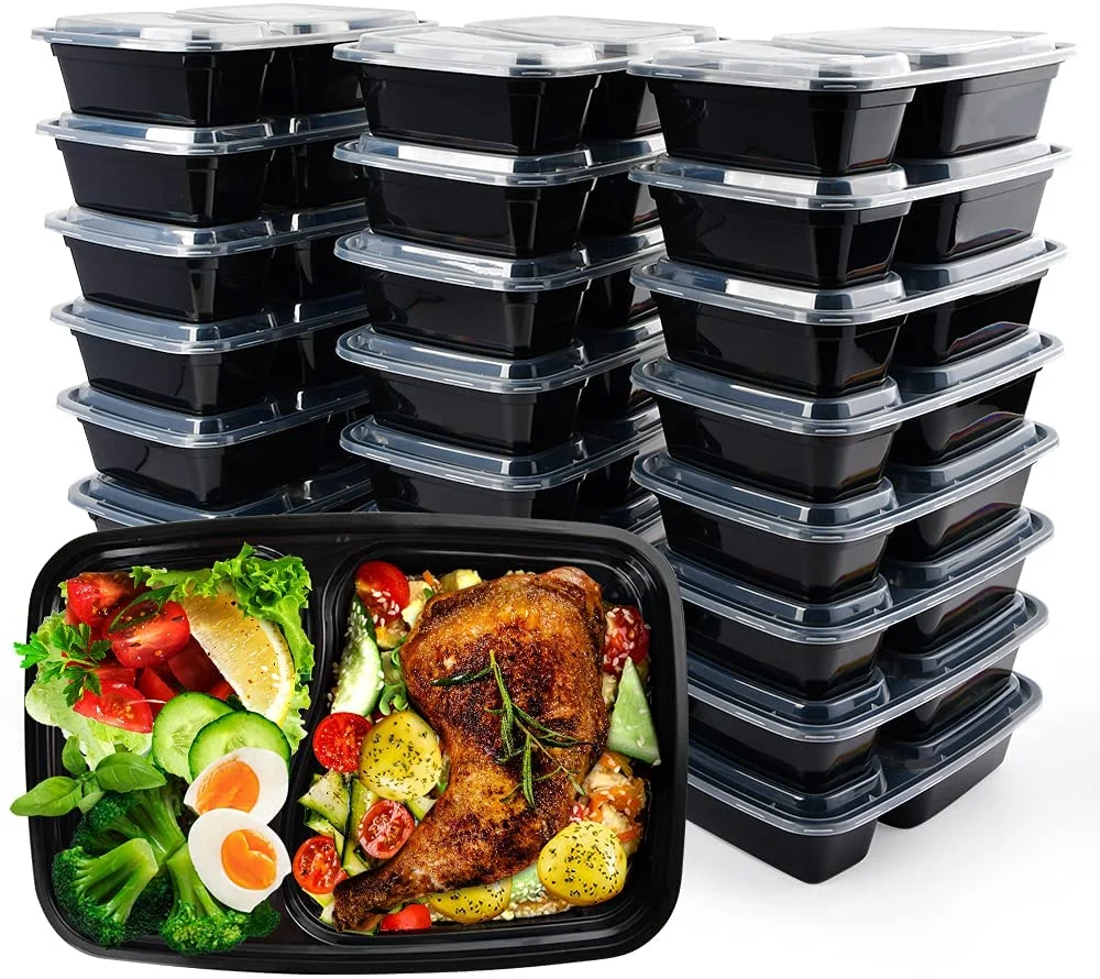 33Oz Disposable Plastic Meal Prep Lunch Box Containers Food Storage Bento Box With Lid