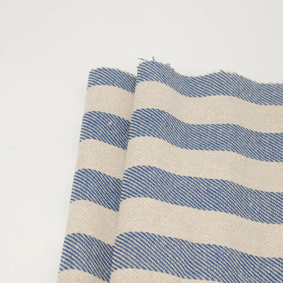 WJ-8006 Model clothes coarse twill rayon linen stripes fabric for women pants dress